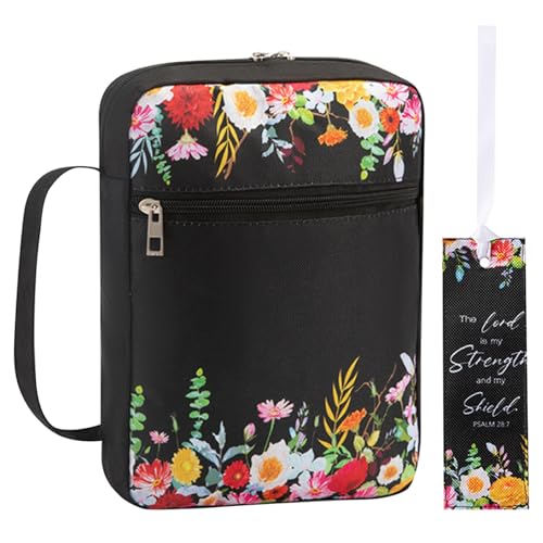 Bibelabdeckung Bibelabdeckungskoffer Bibelabdeckung Beutel 10.5x7in Bibelkoffer für Frauen Blumenbeutel mit Lesezeichen Oxford Stoff behandelt mit großer Kapazität Multipocket Bible Tragetasche, Typ2 von Wedhapy