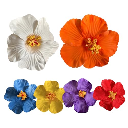Hawaiianische Blumen-Haarspangen 6 Stück lebensechte Plumeria-Haarspange mehrfarbige Stoffblumenspange für Frauen Sommerurlaub Strandparty-Accessoires Blumen-Haarschmuck von Wedhapy