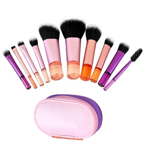 Make-up-Pinsel-Set (10-teilig) Highlighter-Rouge-Concealer-Augen-Reise-Make-up-Pinsel mit Tasche -Tools-Set aus Kunstfasern für Frauen von Wedhapy