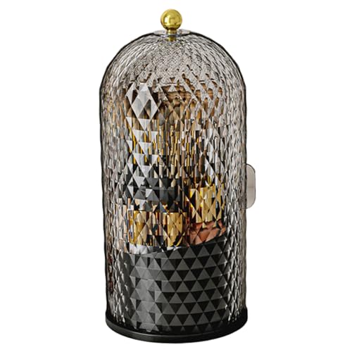 Make-up-Pinselhalter mit transparentem Deckel 360° drehbarer Make-up-Pinsel-Organizer mit Fach staubdichter Schreibtisch-Organizer für Schminktisch Schreibtisch Badezimmer Arbeitsplatte von Wedhapy