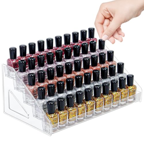 Nagellack-Organizer 5-lagig durchsichtiger Nagellackhalter aus Kunststoff Mehrzweck-Präsentationsständer für Sonnenbrillen ätherische Öle Kosmetika Parfüms Nagellack-Organizer 5-lagig durchsichtiger Nagellackhalter aus Kunststoff Mehrzweck-Präsentationsständer für Sonnenbrillen ätherische Öle Kosmetika Parfüms von Wedhapy