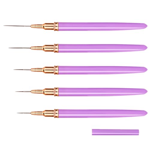 Nagelliner-Pinsel 7/9/11/15/25 mm glatte Nagelkunstpinsel mit Kappe 5 Stück leicht zu kontrollieren für Frauen Nagelliner-Pinsel 7/9/11/15/25 mm glatte Nagelkunstpinsel mit Kappe 5 Stück leicht zu kontrollieren für Frauen von Wedhapy