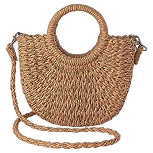 Wedhapy Gewebte Strohhandtaschen für Damen minimalistische Sommer-Strandtasche aus Stroh gewebte Umhängetasche mit Griff oben für Strand Pool Einkaufen Dating Kaffee von Wedhapy