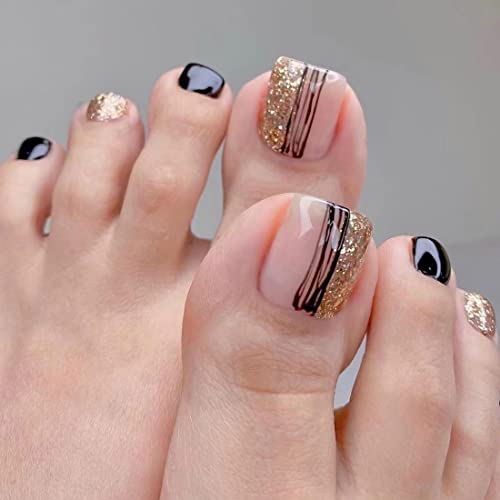 Wedity 24 Stück Falsche Nägel Quadratische Schmetterlingslinie Kristallglänzende Acryl-Zehennägel Künstliche Acrylnägel Künstliche für Frauen Mädchen (A) von Wedity