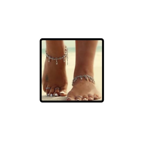 Wedity Boho Fußkettchen Vierblättrige Blumenkette Fußkettchen Perle Anhänger Fußkettchen Sommer Zubehör Strand Fußschmuck Einstellbar für Frauen und Mädchen von Wedity