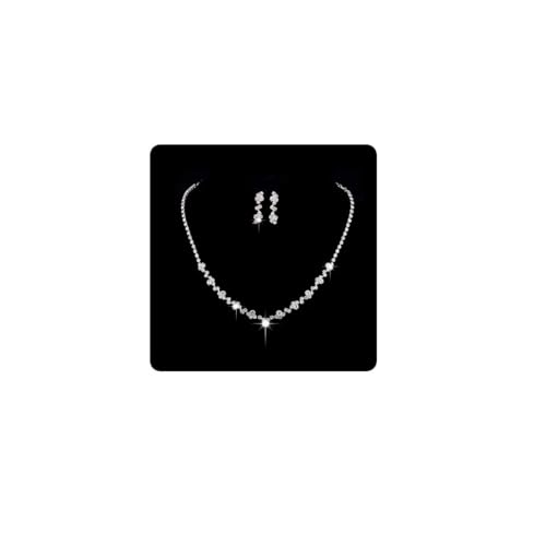 Wedity Braut Hochzeit Kristall Halskette Ohrringe Set Silber Braut Choker Halsketten Anhänger Schmuck für Frauen und Mädchen von Wedity