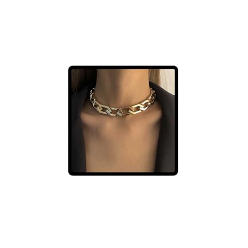 Wedity Chunky Kette Halskette Punk Stil Dicke Kette Kubanische Link Kette Hip Hop Choker Halsketten Schmuck für Frauen Mädchen (Gold) von Wedity