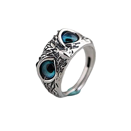 Wedity Devil Eyes Eule Ring Retro Silber Offen Verstellbarer Tier Vogel Band Schmuck für Damen und Herren von Wedity