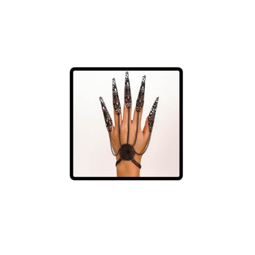 Wedity Gothic Schmetterling Finger Armbänder Finger Linked Armband Punk Finger Handgelenk Ketten Ringe Halloween Körper Zubehör Schmuck für Frauen (Schwarz B) von Wedity