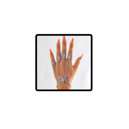 Wedity Gothic Schmetterling Finger Armbänder Finger Linked Armband Punk Finger Handgelenk Ketten Ringe Halloween Körper Zubehör Schmuck für Frauen (Silber C) von Wedity