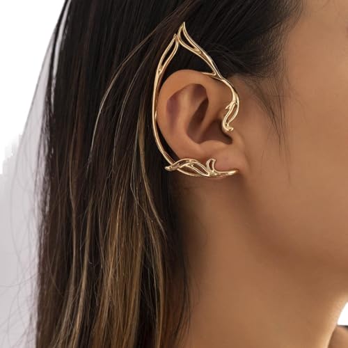 Wedity Gotische hohle Ohr Katze Kontur Ohr Elfen Clip Ohrringe Hintergrund Cosplay Ohr Wraps Ohr Clip Schmuck für Teenager Frauen (1 Paar) (Gold) von Wedity