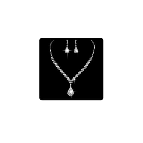 Wedity Hochzeitskristall-Halsketten-Set mit silberfarbenen Braut-Choker-Halsketten, Anhänger, Hochzeitsschmuck für Frauen und Mädchen von Wedity