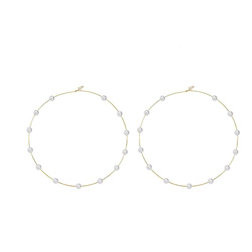 Wedity Pearl Creolen Big Pearl Round Creolen Schmuck für Frauen und Mädchen (12 cm) von Wedity