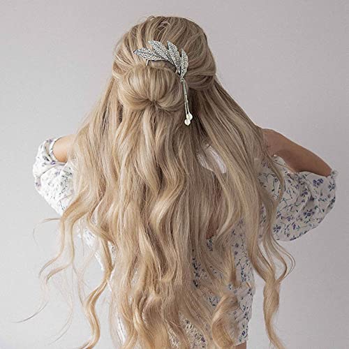 Wedity Quaste Haarnadel Kristallperle Haargabel Kopfschmuck Haarschmuck Schmuck für Frauen und Mädchen (Silber) von Wedity