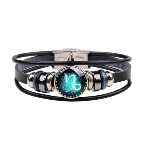 Wedity Retro Layered 12 Constellation Armband Paar Student Leder Armband Constellation Hand Zubehör für Frauen und Männer (Steinbock) von Wedity