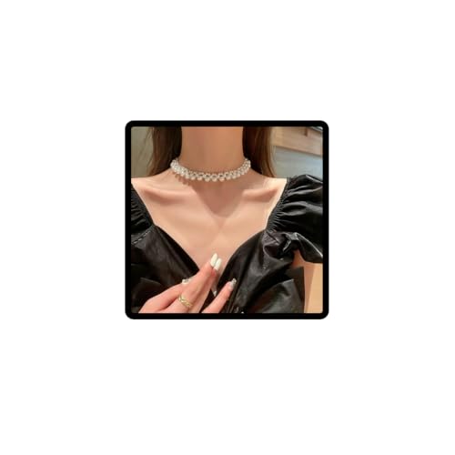 Wedity Retro Perle Runde Halskette Mehrere Strand Faux Perlen Choker Halsketten Brautschmuck für Frauen und Mädchen von Wedity