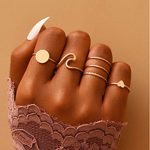 Wedity Snake Rose Crescent Knuckle Rings Set Metal Opening Crystal Ring Stapelbarer Ring mit Goldverbindung für Frauen und Mädchen (Ringe D) von Wedity