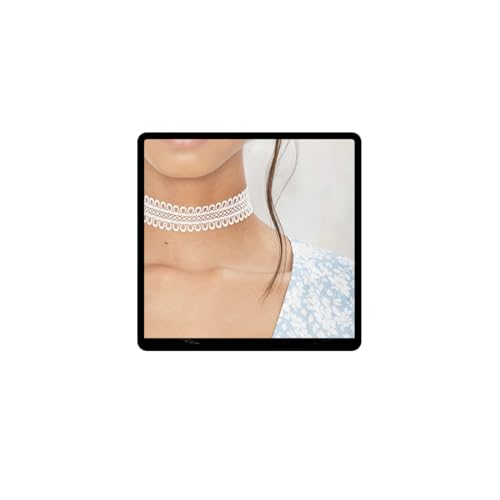 Wedity Spitzenkragen Schlüsselbein-Halskette, kurze Choker-Halskette, verstellbarer Schmuck für Frauen und Mädchen (Weiß 1) von Wedity