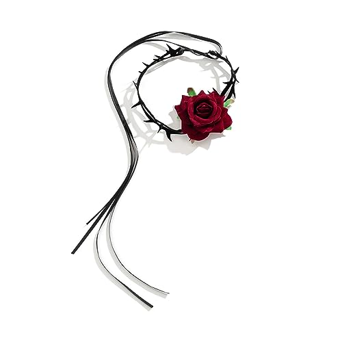 Wedity Vampir Halskette Schwarz Vintage Rose Strap Verstellbare Choker Kragen Halskette für Frauen und Mädchen von Wedity