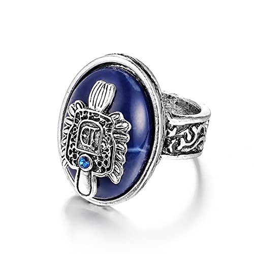 Wedity Vampire Diaries Ring Vintage Silber Gravur Lapis Statement Punk Ring Schmuck für Damen und Herren von Wedity