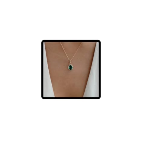 Wedity Verstellbares Retro-Temperament Großmutter grüne Wassertropfen Kristall Anhänger Halskette Schlüsselbein Zubehör für Frauen von Wedity