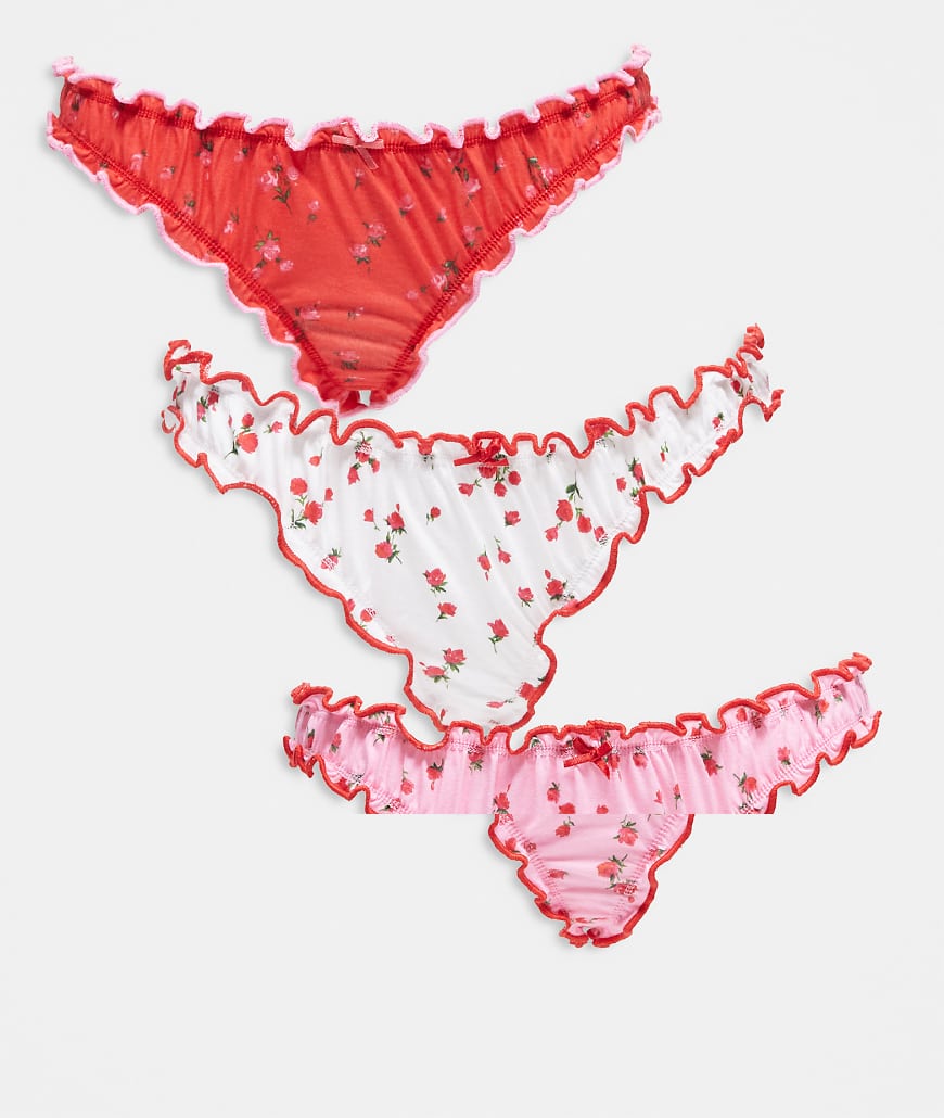 Wednesday's Girl - 3er-Pack Slips mit Blumenmuster-Bunt Wednesday's Girl - 3er-Pack Slips mit Blumenmuster-Bunt von Wednesday's Girl