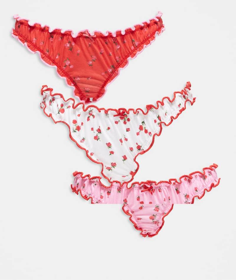 Wednesday's Girl - 3er-Pack Slips mit Blumenmuster-Bunt von Wednesday's Girl