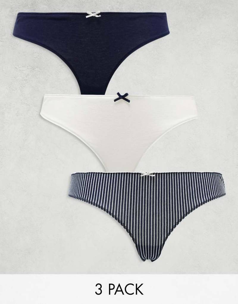 Wednesday's Girl - 3er-Pack gestreifte Slips in Marineblau von Wednesday's Girl