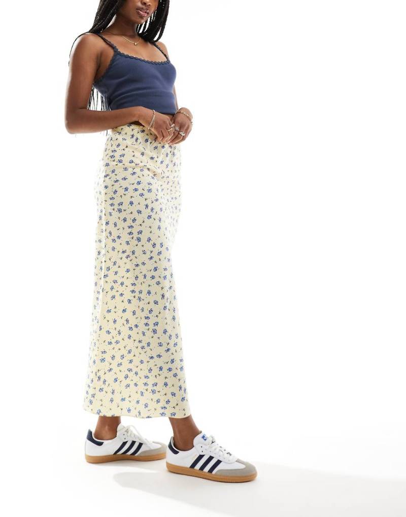 Wednesday's Girl - Midaxi-Rock in Gelb mit verspieltem Blumenmuster von Wednesday's Girl