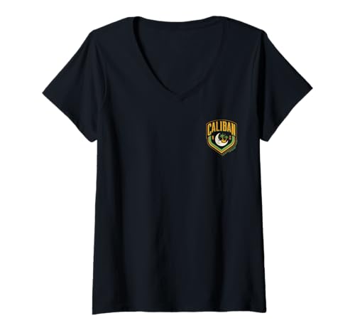 Damen Wednesday Season 2 Caliban Left Pocket Retro Logo T-Shirt mit V-Ausschnitt von Wednesday
