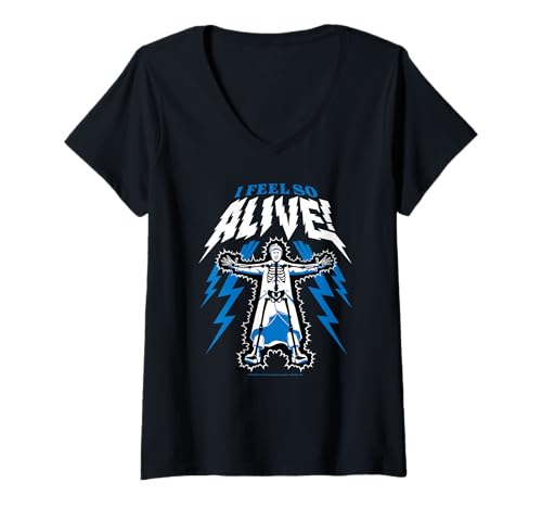 Damen Wednesday Season 2 I Feel So Alive! Electrified Uncle Fester T-Shirt mit V-Ausschnitt Damen Wednesday Season 2 I Feel So Alive! Electrified Uncle Fester T-Shirt mit V-Ausschnitt von Wednesday