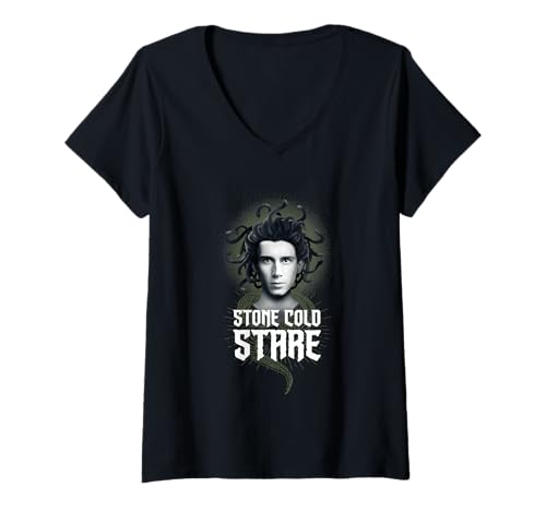 Damen Wednesday Season 2 Stone Cold Stare Ajax Face Portrait T-Shirt mit V-Ausschnitt von Wednesday