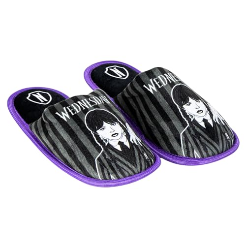 Wednesday Addams Hausschuhe Mädchen, Hausschuhe mit Rutschfester Sohle, Geschenk für Mädchen, Größe EU 32/33 von Wednesday