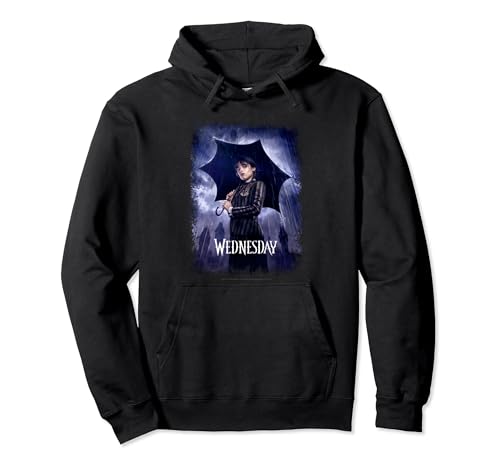 Wednesday Black Umbrella Under The Rain Real Photo Portrait Pullover Hoodie von Wednesday