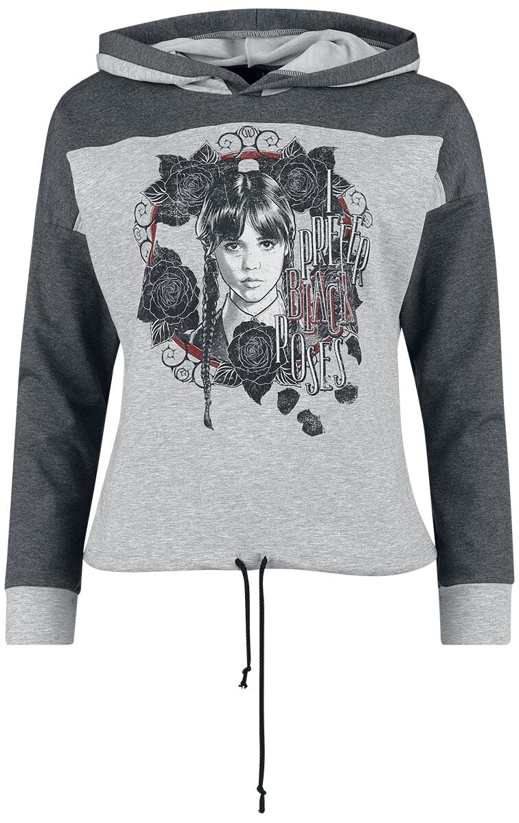 Wednesday - Gothic Kapuzenpullover - Black Roses - XL - für Damen - Größe XL - grau/schwarz  - EMP exklusives Merchandise! von Wednesday