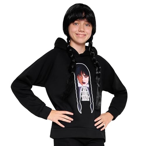 Wednesday Kapuzenpullover Mädchen Halloween Hoodie Schwarz Pullover Kinder Teenager 7-16 Jahren Teenager (Schwarz/Hug, 7-8 Jahre) von Wednesday
