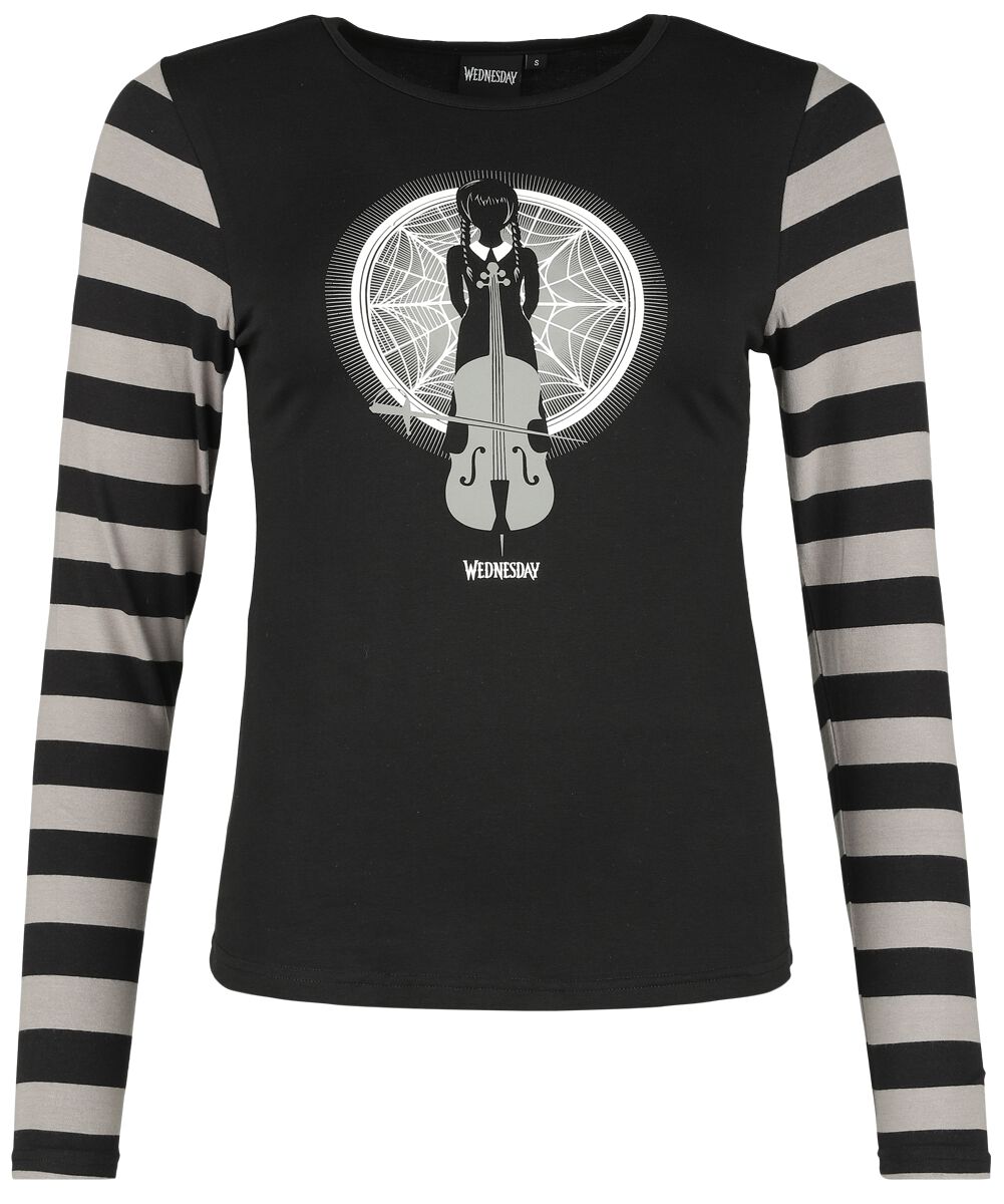 Wednesday - Gothic Langarmshirt - Music - S bis XXL - für Damen - Größe L - schwarz/grau  - EMP exklusives Merchandise! von Wednesday