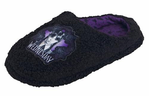 Wednesday Mädchen Mittwoch Hausschuhe Borg Fleece Pantoletten Slipper Erwachsene Teenager Hausschuhe Slides Geschenk von Wednesday