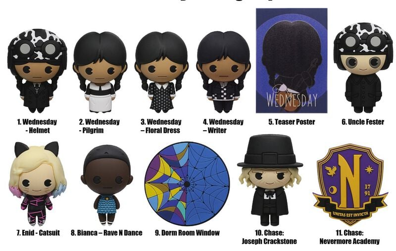 Wednesday Rucksack-Anhänger - Characters (Chase Edition möglich) - multicolor  - Lizenzierter Fanartikel von Wednesday