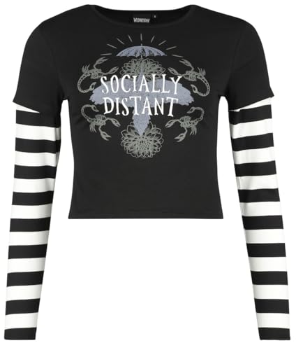 Wednesday Socially Distant Frauen Langarmshirt schwarz/weiß XXL von Wednesday