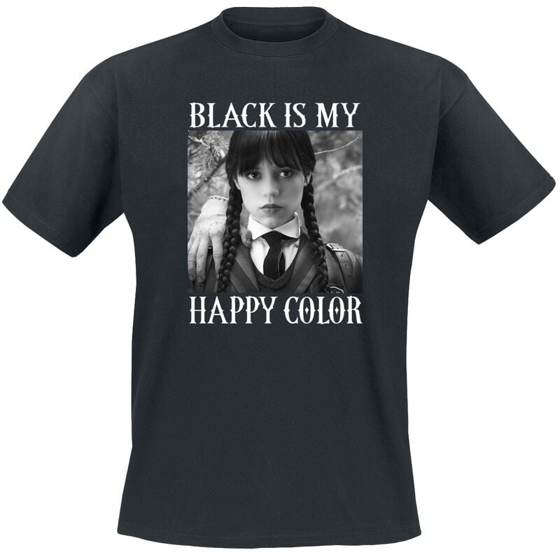 Wednesday T-Shirt - Black Is My Happy Colour - L bis 5XL - Größe XXL - schwarz  - Lizenzierter Fanartikel von Wednesday