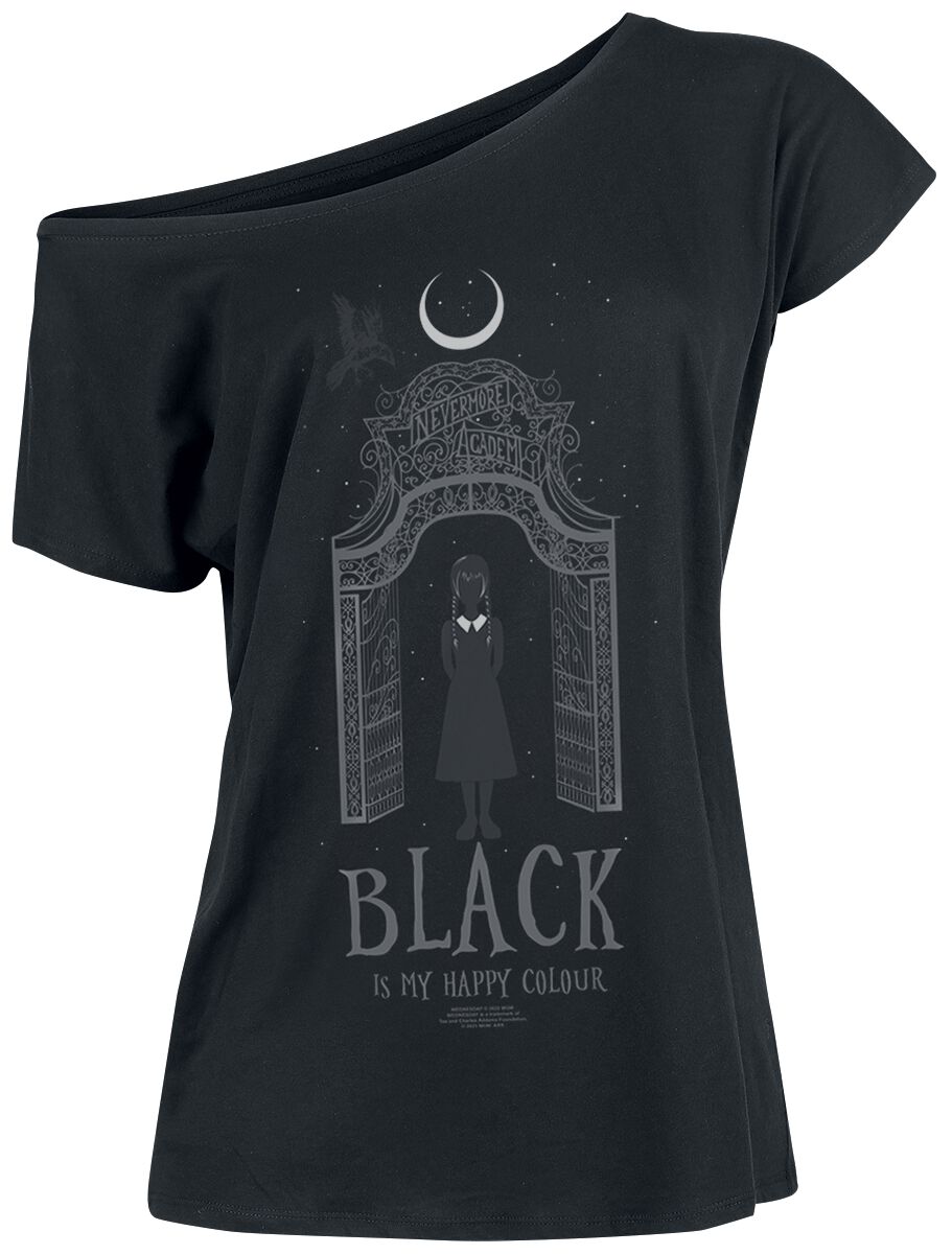 Wednesday - Gothic T-Shirt - Black Is My Happy Colour - L bis XL - für Damen - Größe L - schwarz  - Lizenzierter Fanartikel von Wednesday