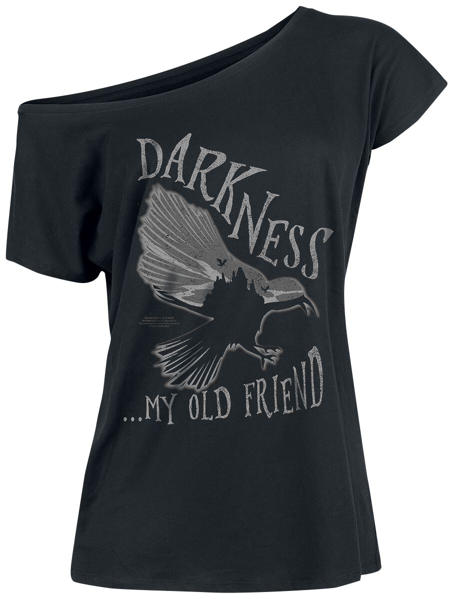 Wednesday - Gothic T-Shirt - Darkness... My Old Friend - M - für Damen - Größe M - schwarz  - Lizenzierter Fanartikel von Wednesday