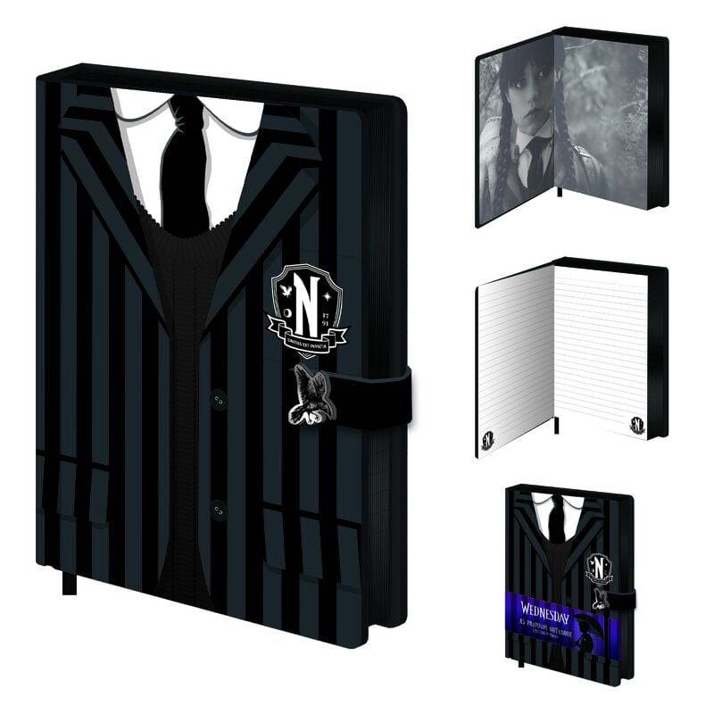 Wednesday Uniform Notizbuch schwarz weiß von Wednesday