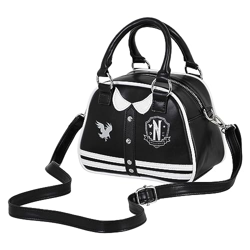 Wednesday Varsity Casual-Bowling Fashion Handtasche, Schwarz von KARACTERMANIA
