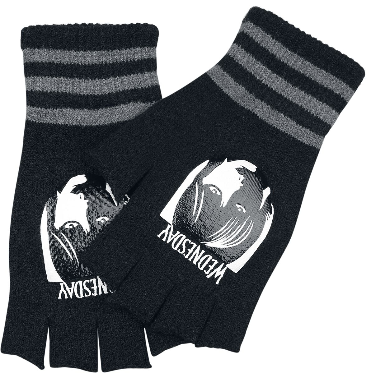 Wednesday Wednesday - Logo Kurzfingerhandschuhe schwarz grau von Wednesday