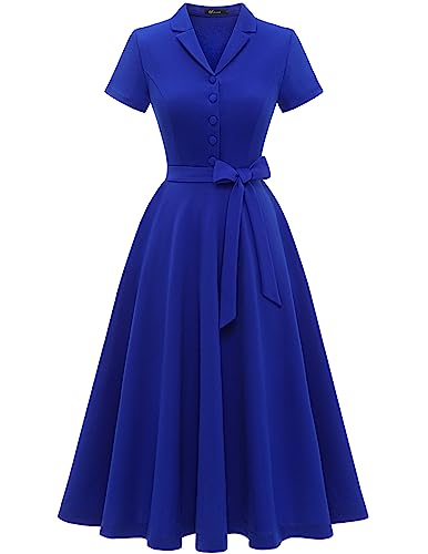 Wedtrend 50er Jahre Kleid Damen Hochzeitsgast Kleid Damen Abendkleid Kurz Rockabilly Rock Mittelalter Kleid WTP30001 Royalblue XS von Wedtrend