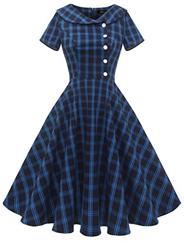 Wedtrend 50er Jahre Kleider Rockabilly Swing Kleider Petticoat Kleid Knielang WTP20007 NavyPlaids XS von Wedtrend