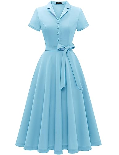 Wedtrend 50er Jahre Rockabilly Kleider Damen Midilang Abendkleid Sommer Festlich Petticoat Kleid Damen WTP30001 Blue XS von Wedtrend