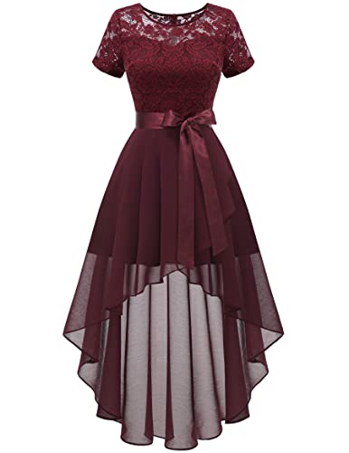 Wedtrend Abendkleid Burgund Kurz Spitzenkleider Cocktailkleid Damen Elegante Kleider Damen WT0209 Burgundy 2XL von Wedtrend